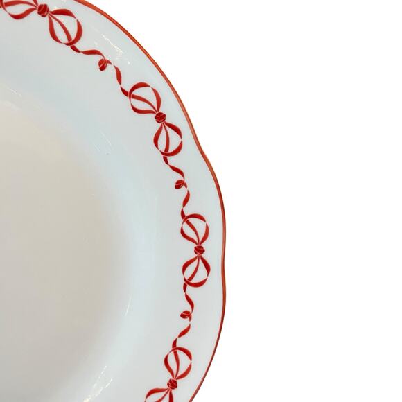 Red Bow Border Ceramic Dinner Plates 10.5in Set of 4 Eaton Fine Dining New - Picture 6 of 16